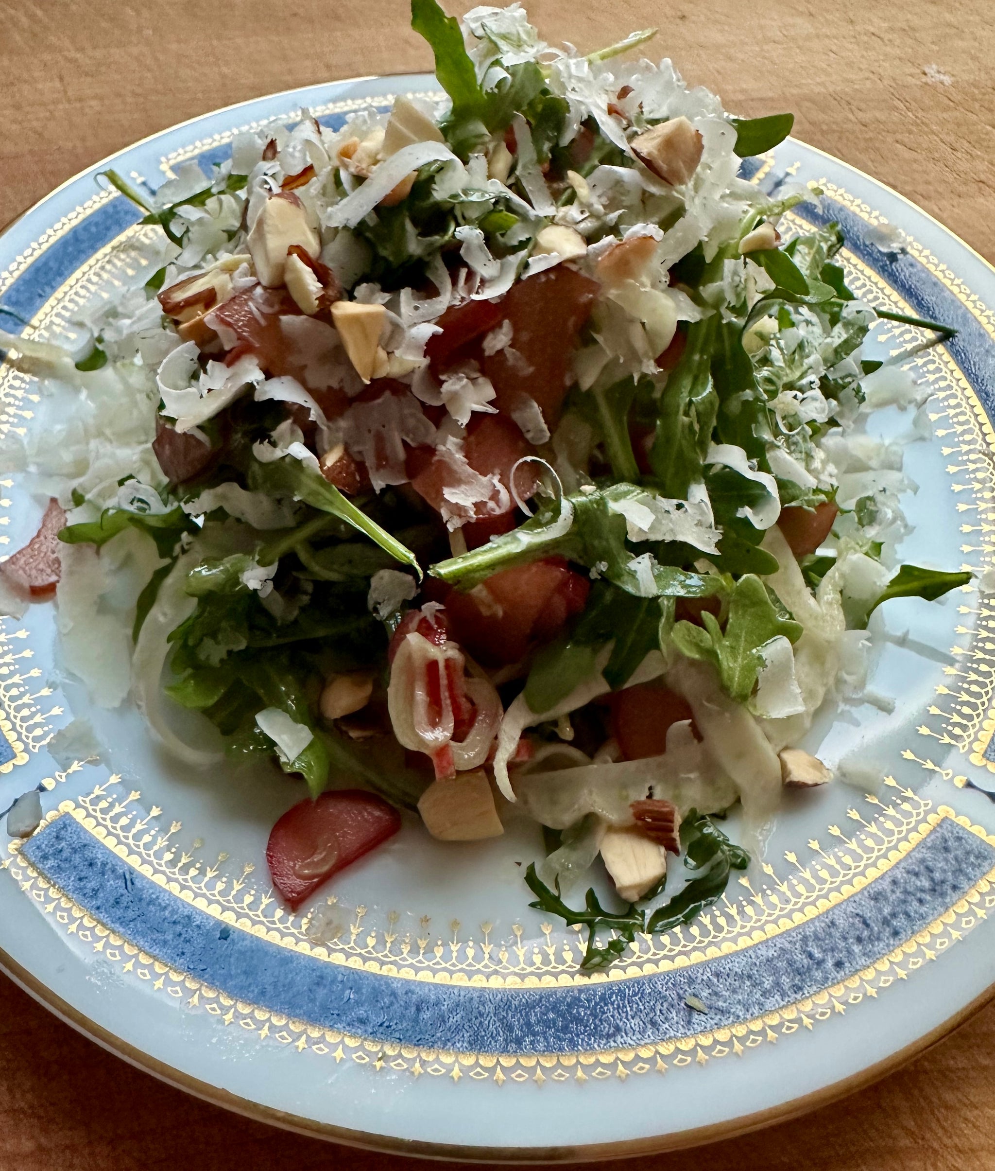 Chef Nicolette's Arugula & Rhubarb Salad with Fennel and Almonds