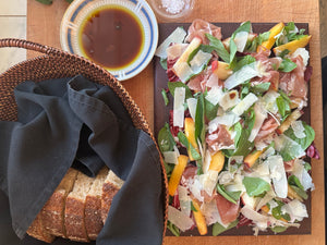 Chef Nicolette's Peach & Basil Salad with Prosciutto & Parmesan
